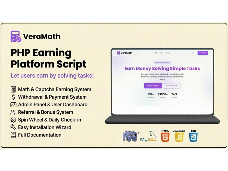 VeraMath - PHP Earning Platform Script